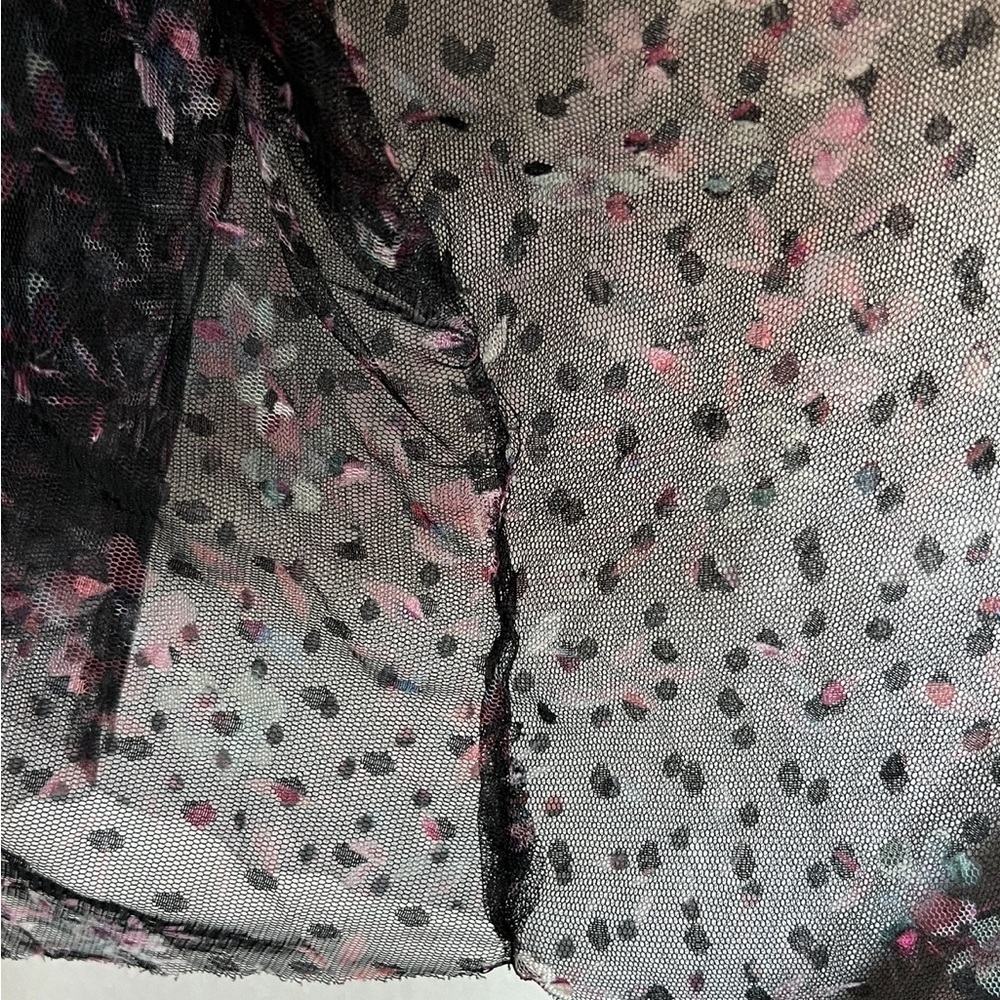 JILL STUART Floral‎ Tulle Sheer Dot Ruffle Flutter Sleeve Pleated Maxi Gown 0 - Picture 15 of 15